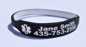 img 1 attached to Медицинский браслет для оповещения - 100% силиконовый медицинский идентификационный браслет - персонализированный медицинский браслет из силиконовой резины - индивидуальный с гравировкой - медицинский идентификационный браслет для мужчин, женщин