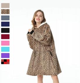 img 1 attached to Stay Warm And Cozy With LetsFunny Oversized Sherpa Hooded Blanket Sweatshirt - Leopard Print For All Ages And Gender