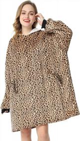 img 4 attached to Stay Warm And Cozy With LetsFunny Oversized Sherpa Hooded Blanket Sweatshirt - Leopard Print For All Ages And Gender