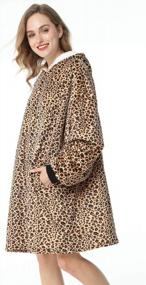 img 3 attached to Stay Warm And Cozy With LetsFunny Oversized Sherpa Hooded Blanket Sweatshirt - Leopard Print For All Ages And Gender