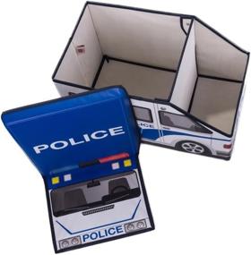 img 1 attached to 🚓 Clever Creations Collapsible Storage Organizer and Ottoman: Ultimate Vehicle Themed Toy Chest for Books, Shoes, Games, and More! (Police Car)