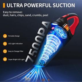 img 2 attached to 💪 Powerful AstroAI Car Vacuum with 7500PA/12V High Power and LED Light – Ultimate Deep Cleaning Solution for Your Car