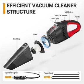 img 3 attached to 💪 Powerful AstroAI Car Vacuum with 7500PA/12V High Power and LED Light – Ultimate Deep Cleaning Solution for Your Car