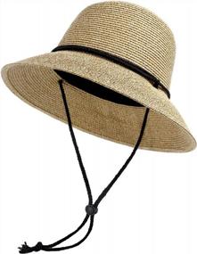 img 3 attached to Portable UPF 50+ Straw Sun Bucket Hats With Lanyard For Women - Perfect For Summer Beach, Fishing, Safari And Garden Activities