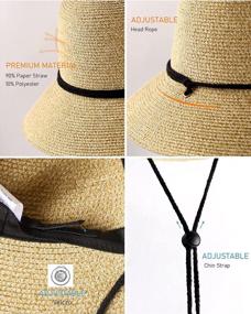 img 2 attached to Portable UPF 50+ Straw Sun Bucket Hats With Lanyard For Women - Perfect For Summer Beach, Fishing, Safari And Garden Activities