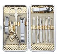 yimart 12-piece stainless steel nail care set with golden nail clippers for personal manicure and pedicure in box logo