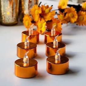 img 4 attached to Set Of 12 Battery-Powered Warm Yellow Flickering LED Tea Light Candles - Flameless Decorations Perfect For Weddings, Parties, And Christmas