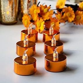 img 1 attached to Набор из 12 теплых желтых мерцающих светодиодных чайных свечей с питанием от батареек - беспламенные украшения, идеально подходящие для свадеб, вечеринок и Рождества