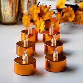 img 2 attached to Набор из 12 теплых желтых мерцающих светодиодных чайных свечей с питанием от батареек - беспламенные украшения, идеально подходящие для свадеб, вечеринок и Рождества