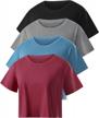 women's cotton loose workout t-shirts 4 pack - crop casual short sleeve round neck yoga running tees logo
