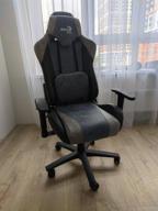 img 1 attached to Gaming chair AeroCool Baron, upholstery: imitation leather/textile, color: steel blue review by Danuta Mastalerz (De ᠌