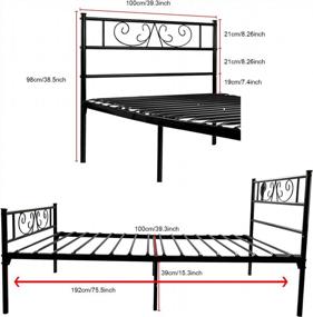 img 3 attached to Modern Black Twin Bed Frame With Storage And Headboard - No Box Spring Required