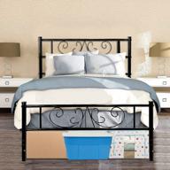 modern black twin bed frame with storage and headboard - no box spring required logo
