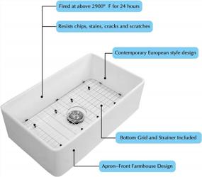 img 2 attached to Premium Fireclay Farmhouse Kitchen Sink - Undermount White Sink With Apron-Front Design, Grid And Strainer For Durability And Style