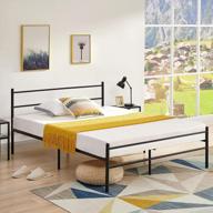 upgrade your sleep space with aingoo full size modern platform bed frame: sturdy steel slat support, headboard & footboard in sleek black design - no box spring required! logo