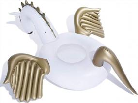 img 1 attached to Giant Inflatable Golden Swan Pegasus Pool Float - Perfect For Summer Beach Swimming & Outdoor Pool Parties!