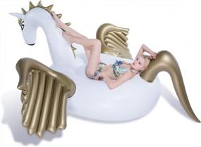 img 2 attached to Giant Inflatable Golden Swan Pegasus Pool Float - Perfect For Summer Beach Swimming & Outdoor Pool Parties!