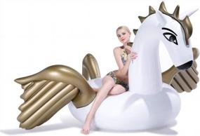 img 3 attached to Giant Inflatable Golden Swan Pegasus Pool Float - Perfect For Summer Beach Swimming & Outdoor Pool Parties!