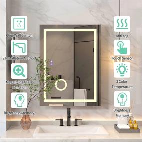 img 1 attached to 32 X 24 Inch LED Bathroom Mirror With Lights For Wall, Anti-Fog Vanity Mirror Wall-Mounted, Dimmable And Memory Brightness, Touch Switch (Horizontal/Vertical) By Soges