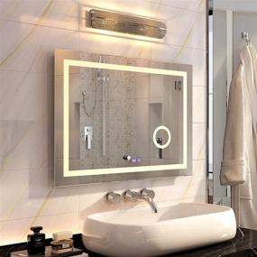 img 4 attached to 32 X 24 Inch LED Bathroom Mirror With Lights For Wall, Anti-Fog Vanity Mirror Wall-Mounted, Dimmable And Memory Brightness, Touch Switch (Horizontal/Vertical) By Soges