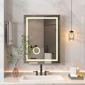 img 2 attached to 32 X 24 Inch LED Bathroom Mirror With Lights For Wall, Anti-Fog Vanity Mirror Wall-Mounted, Dimmable And Memory Brightness, Touch Switch (Horizontal/Vertical) By Soges