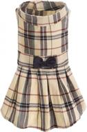 cute plaid dog dress for small puppies - classic pupteck outfit with style logo