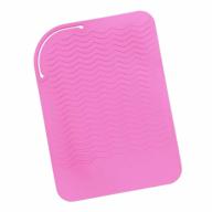 lenboes newest large 11" x 7.5" silicone heat resistant travel mat, anti-heat pad for hair straighteners or other hot styling tools (baby pink) logo