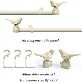 img 1 attached to MERIVILLE 1-Inch Diameter Farmhouse Single Window Treatment Curtain Rod, Country White Bird Finials, (84"-120", Country White Rod)