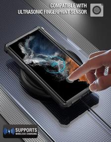 img 2 attached to Чехол Poetic Guardian для Samsung Galaxy S22 Ultra 5G 6,8 дюйма (2022 г.) [6 футов Mil-Grade Drop Tested] со встроенной защитной пленкой для экрана, совместим с идентификатором отпечатков пальцев, прочный противоударный чехол для всего корпуса - черный / прозрачный