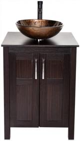 img 4 attached to Puluomis 24 Inches Traditional Bathroom Vanity Set In Black Finish, Single Bathroom Vanity With Top And 2-Door Cabinet, Brown Glass Sink Top With Single Faucet Hole