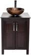 puluomis 24 inches traditional bathroom vanity set in black finish, single bathroom vanity with top and 2-door cabinet, brown glass sink top with single faucet hole logo