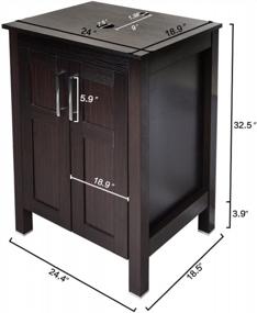img 2 attached to Puluomis 24-дюймовый традиционный набор для ванной комнаты с черной отделкой, одинарная ванная комната с верхней частью и 2-дверным шкафом, верхняя часть раковины из коричневого стекла с одним отверстием для смесителя