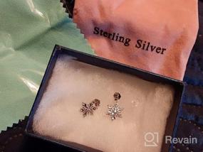 img 5 attached to Shimmering Winter Magic: EleQueen 925 Sterling Silver Snowflake Stud Earrings With Cubic Zirconia