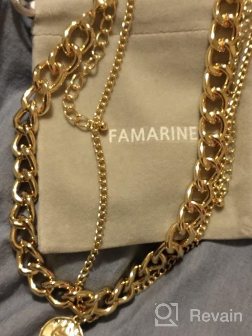 img 1 attached to Stylish FAMARINE Gold Plated Layered Necklaces With Geometric Pendants - Perfect Teen Girl Gift! review by Andrew Grimes