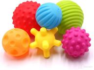 enhance tactile development: 6 pack spray water sensory balls for babies and kids - soft & textured massage balls for infant touch, hand coordination and sensory stimulation logo