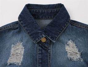 img 2 attached to CuteCherry Vintage Distressed Trucker Jackets for Women - Coats, Jackets & Vests