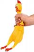 rubber screaming chicken toy for kids & pets - durable squeaky dog chew toy with squawking sound - funny novelty gift idea in vibrant colors and wacky design logo