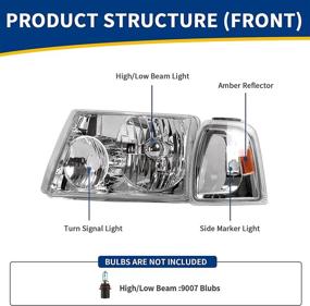 img 3 attached to AUTOSAVER88 Headlight Assembly Compatible With 01 02 03 04 05 06 07 08 09 10 11 Ford Ranger Corner Light OE Projector Headlamp Chrome Housing