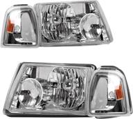 autosaver88 headlight assembly compatible with 01 02 03 04 05 06 07 08 09 10 11 ford ranger corner light oe projector headlamp chrome housing logo