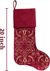 img 1 attached to Bunny Chorus Embroidered Christmas Stockings: 20" Red Velvet Fur Plush Xmas Décor With Gold Embroidery - Perfect For Family Holiday Parties