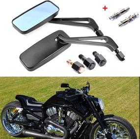 img 2 attached to Black Rectangular Handlebar Rearview Mirrors - 8mm/10mm for Harley Softail Sportster Chopper Bobber Motorcycles