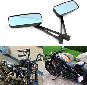 img 3 attached to Black Rectangular Handlebar Rearview Mirrors - 8mm/10mm for Harley Softail Sportster Chopper Bobber Motorcycles