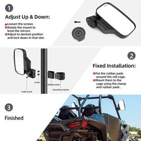 img 1 attached to Kemimoto UTV Side and Rear Mirrors with Roll Bar Cage - Compatible with Polaris RZR, Commander Maverick X3, Viking Rhino, Kawasaki Teryx