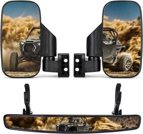 img 4 attached to Kemimoto UTV Side and Rear Mirrors with Roll Bar Cage - Compatible with Polaris RZR, Commander Maverick X3, Viking Rhino, Kawasaki Teryx