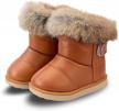 plush inner waterproof snow boots for toddler girls- comfortable and warm outdoor walking shoes with easy flat soles- ideal for little girls logo