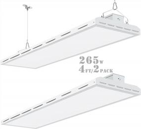 img 4 attached to Lightdot 2 Pack LED High Bay Shop Light, 4FT (Large Area Illumination) 265W 38000LM [1000W HPS Eqv.] 5000K Daylight Linear Hanging Light For Warehouse, 10 Lamp Fluorescent Fixture Replacement-ETL