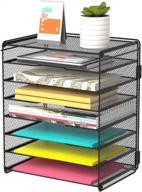 black mesh desk organizer with 8 tiers for letter trays, paper sorters, and file holders - ideal for home, office, and schools by samstar paper racks logo