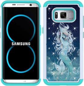 img 4 attached to Двухслойный защитный чехол Mermaid Rhinestone Bling для Samsung Galaxy S8 - ударопрочный и защитный чехол от MagicSky