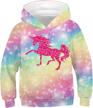 cute unicorn hoodie pullover sweatshirt for womens girls & kids - ainuno logo