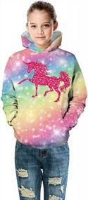 img 2 attached to Cute Unicorn Hoodie Pullover Sweatshirt For Womens Girls & Kids - Ainuno